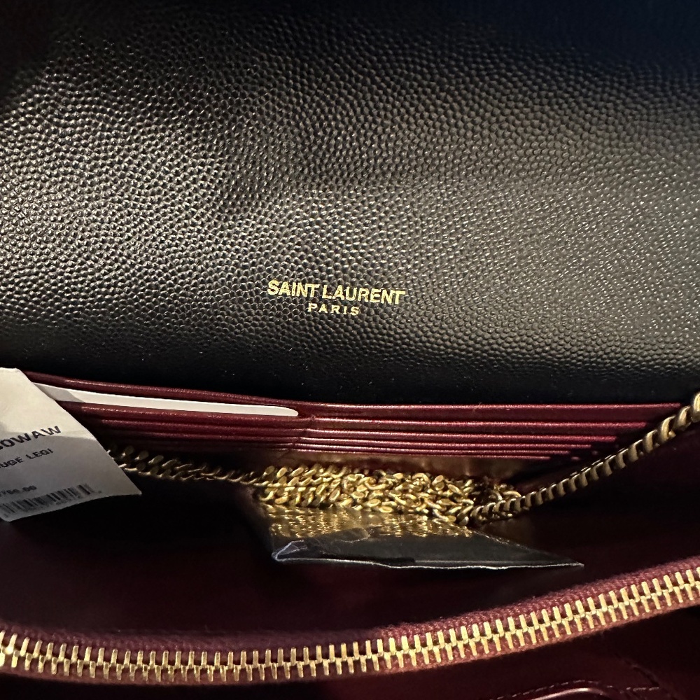 New Saint Laurent Cassandra YSL Wallet on Chain Grained Black Leather Crossbody - Picture 10 of 10